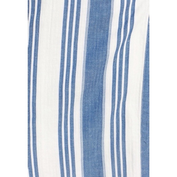 Madewell Cotton Linen Blend Linn Stripe Wrap Midi Dress - Picture 9 of 12
